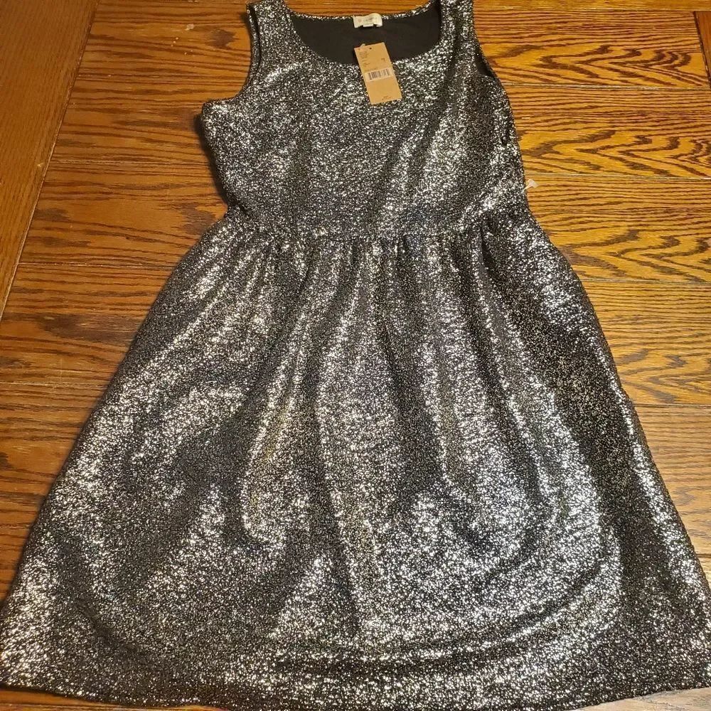 NWT Cremieux Becca crackle  gold dress size XS